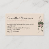 リネンベージュ抽象芸術植物花瓶多肉類 名刺 (裏面)