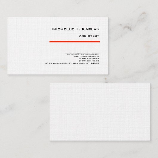 リネンミニマシンプルリストのプレーンアーキテクト赤白 名刺 (正面/裏面)