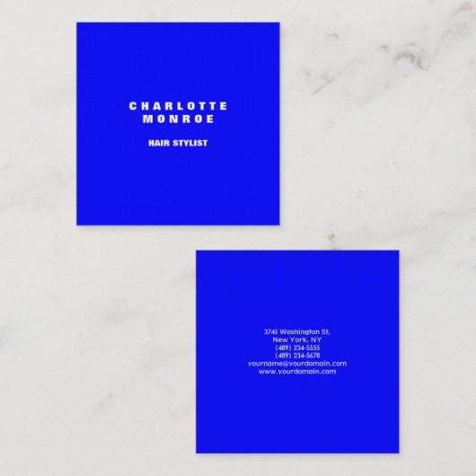 リネンミニマモダンリストプロフェッショナルブルーエレガント スクエア名刺 (正面/裏面)