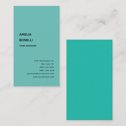 リネンミニマモダンリストプロフェッショナルプレーンブルー 名刺 (正面/裏面)