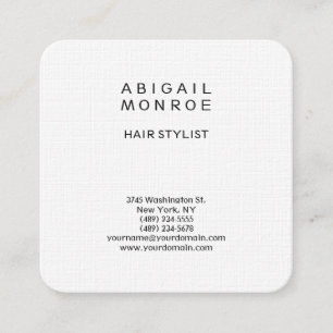 リネンミニマモダンリストプロフェッショナルプレーンホワイト スクエア名刺