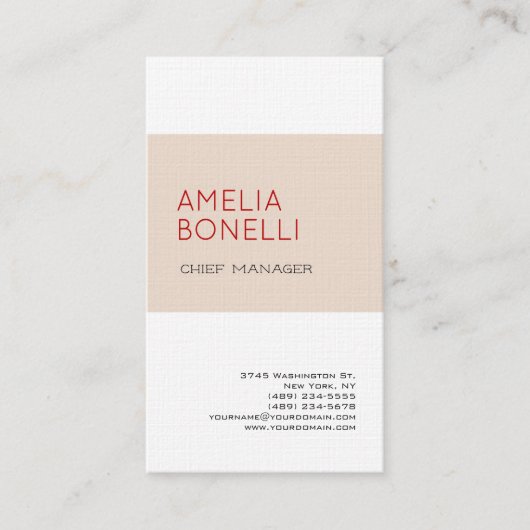 リネンミニマモダンリストプロフェッショナルプレーン 名刺 (正面)