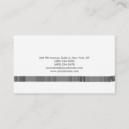 リネンミニマリストグレーホワイトプロフェッショナル 名刺 (裏面)