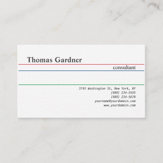 リネンミニマリストプレーンクリエイティブ モダン 名刺 (正面)