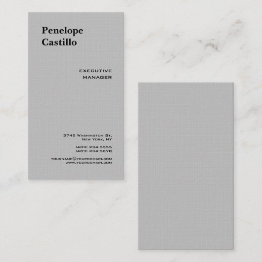 リネンミニマルモダンリストシンプルプレーングレー 名刺 (正面/裏面)