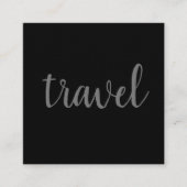 リネンミニマルモダンリストブラックプレーン旅行代理店 スクエア名刺 (正面)