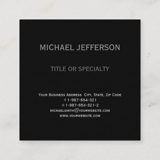 リネンミニマルモダンリストブラックプレーン旅行代理店 スクエア名刺 (裏面)