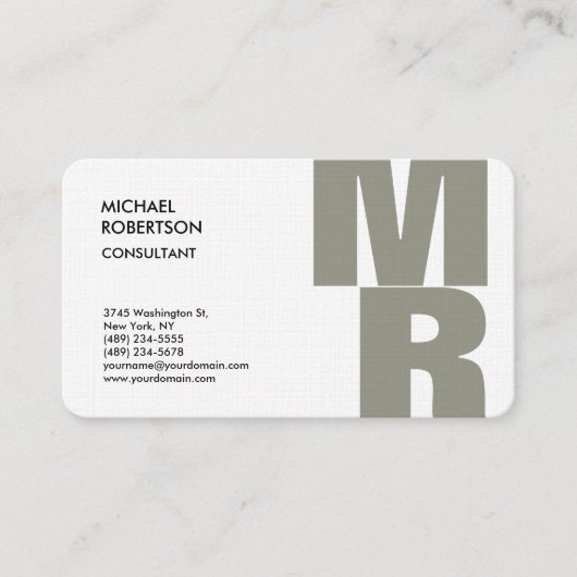 リネンモはっきりしたノグラムプレーントレンディーミニマルモダンリスト 名刺 (正面)