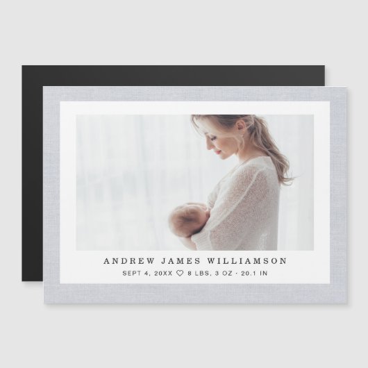 リネンモダンテクスエレガントチャ男の赤ちゃんフォト誕生 (正面/裏面)