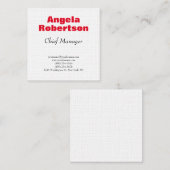 リネンモダンプレーンシンプルミニマリスト赤い白 スクエア名刺 (正面/裏面)