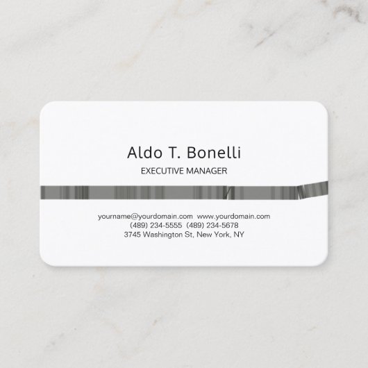 リネンモダンミニマリスト平灰色ホワイト 名刺 (正面)