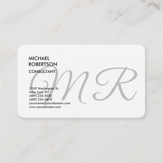 リネンモノグラムプレーントレンディーミニマルモダンリスト 名刺 (正面)