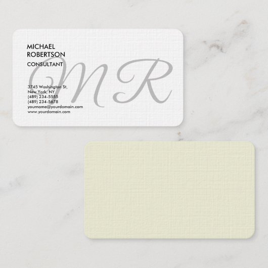 リネンモノグラムプレーントレンディーミニマルモダンリスト 名刺 (正面/裏面)