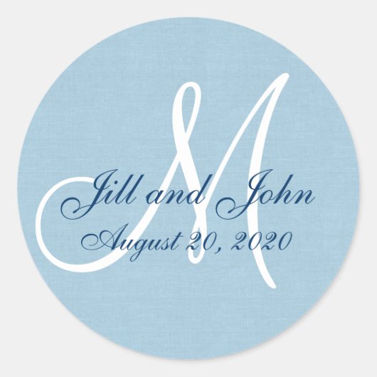 リネンモノグラム結婚式の引き出物ステッカー ラウンドシール (正面)