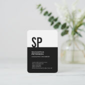 リネンモモダンノグラム白黒プロフェッショナル 名刺 (スタンド正面)