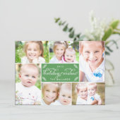 リネンモンタージュホリデーフォトカード-グリーン シーズンカード (スタンド正面)