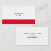 リネンユニークオリジナルプレインミニマリストレッドストライプ 名刺 (正面/裏面)