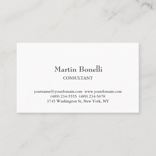 リネンユニーククラシカルシンプルホワイト 名刺 (正面)