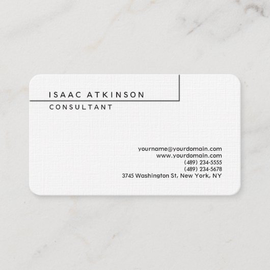 リネンラウンドクラシックドエレガントプレーンプロフェッショナル 名刺 (正面)