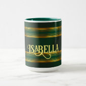 リネンラグジュアリートレンディーグリーン金ゴールドテクスチャコレクション マグカップ (中央)