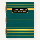 リネンラグジュアリーモダングリーン金ゴールドテクスチャコレクション ノートブック (正面)