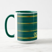 リネンラグジュアリーモダングリーン金ゴールドテクスチャコレクション マグカップ (左)