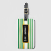 リネンラグジュアリー人気があるグリーン金ゴールドテクスチャコレクション ラゲッジタグ (正面縦)