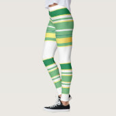 リネンラグジュアリー人気があるグリーン金ゴールドテクスチャコレクション レギンス (左)