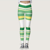 リネンラグジュアリー人気があるグリーン金ゴールドテクスチャコレクション レギンス (正面)