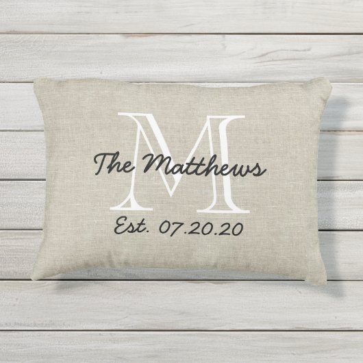 リネンルックカスタムファミリーモノグラム枕 アウトドアクッション (裏面)