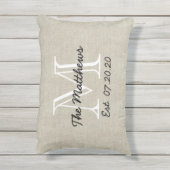 リネンルックカスタムファミリーモノグラム枕 アウトドアクッション (裏面(縦))