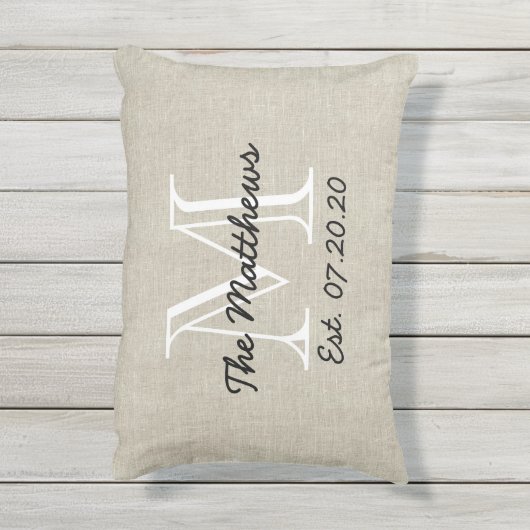 リネンルックカスタムファミリーモノグラム枕 アウトドアクッション (裏面(縦))