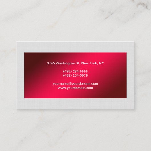 リネンレッドグレーライントレンディープロフェッショナル モダン 名刺 (裏面)