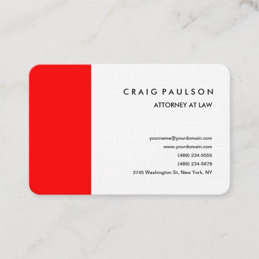 リネンレッドモダンホワイトプロフェッショナルミニマリスト 名刺 (正面)