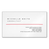 リネンレッド白クラシック色エレガントプロフェッショナル マグネット名刺 (正面)