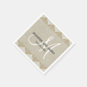 リネンレース素朴金ゴールド結婚紙ナプキンス スタンダードカクテルナプキン (角)