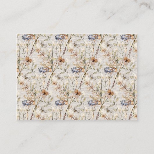 リネンワイルドフラワーブライダルシャワーゲームカード プレイスカード (裏面)