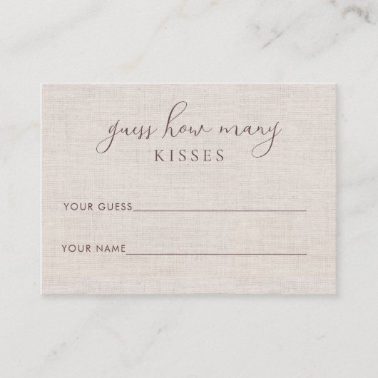 リネンワイルドフラワーブライダルシャワーゲームカード プレイスカード (正面)