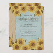 リネンヴィンテージひまわりブルーキンセアニラ 招待状 (正面/裏面)