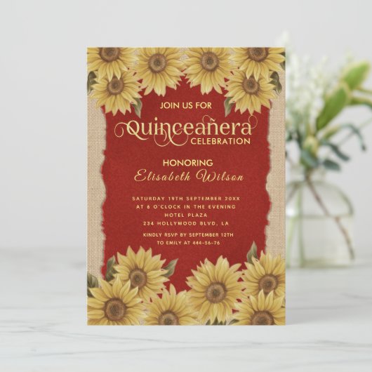 リネンヴィンテージヒマワリ赤クインセアニラの出現 招待状 (スタンド正面)