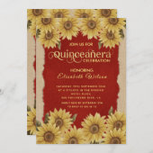 リネンヴィンテージヒマワリ赤クインセアニラの出現 招待状 (正面/裏面)