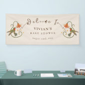 リネンヴィンテージフェコアフローラティーベビーウェルカム 横断幕 (トレードショー)