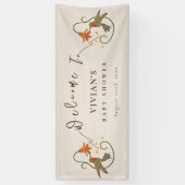 リネンヴィンテージフェコアフローラティーベビーウェルカム 横断幕 (縦)