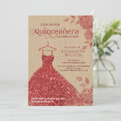 リネンヴィンテージレッドローズグリッタードレスキンセアニラ 招待状 (スタンド正面)