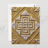 リネン上のホワイトプリント刺カスタムしゅう1 ポストカード (正面/裏面)