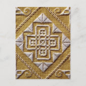 リネン上のホワイトプリント刺カスタムしゅう1 ポストカード (正面)