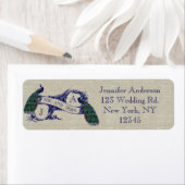 リネン孔雀の素朴な結婚式 ラベル (インサイチュ)