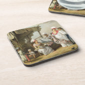 リネン市場、ロゾー、ドミニカ、c.1780 (油はできます コースター (左側)