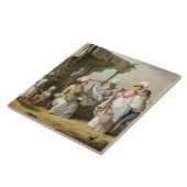 リネン市場、ロゾー、ドミニカ、c.1780 (油はできます タイル (側面)