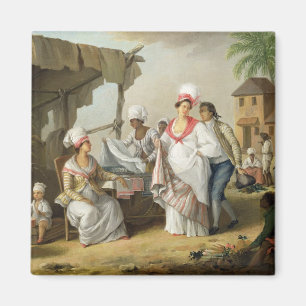 リネン市場、ロゾー、ドミニカ、c.1780 (油はできます マグネット